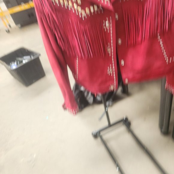 Large Understated Red Dime Leather Cowgirl Jacket - Picture 4 of 5